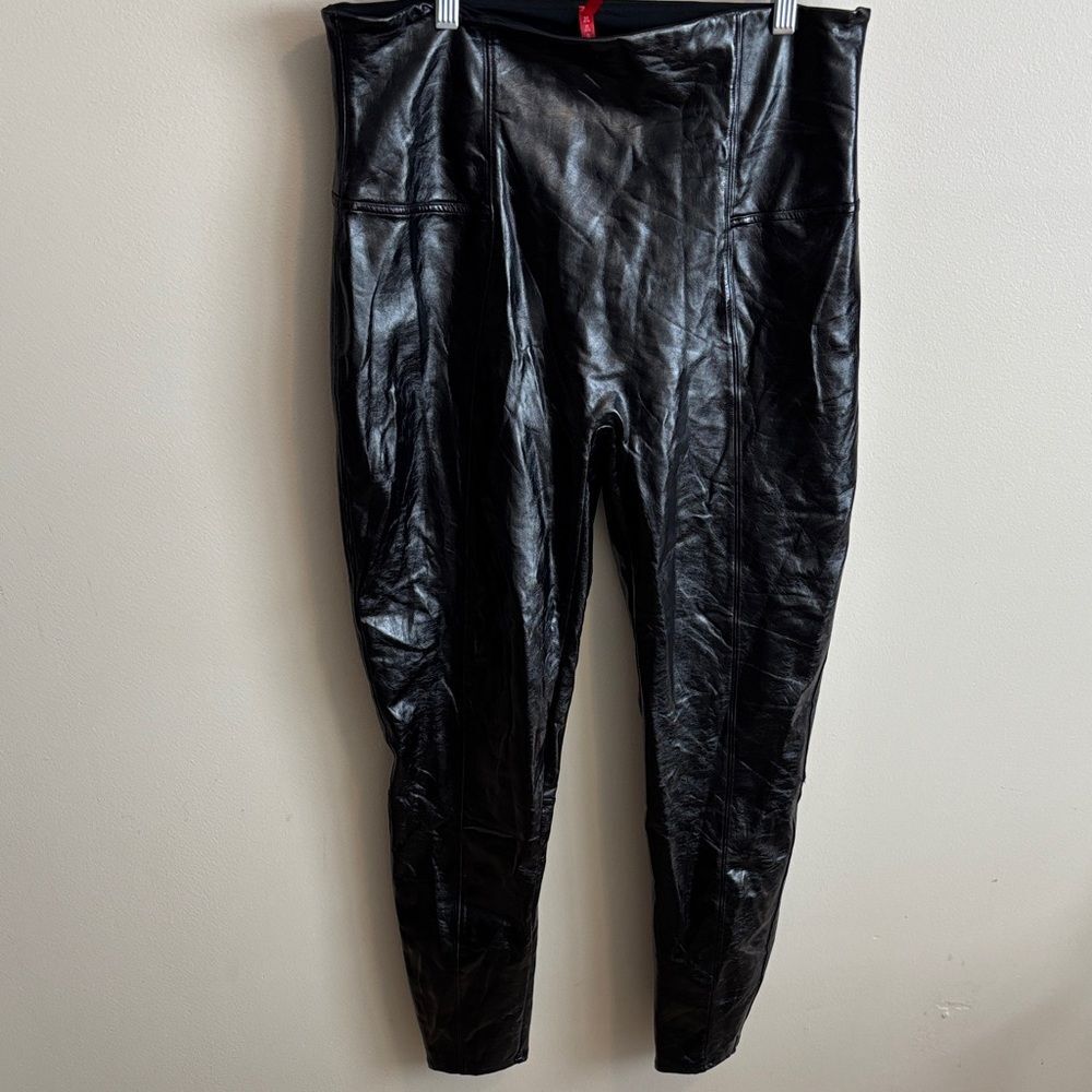 SPANX Black Faux Leather leggings size 1x